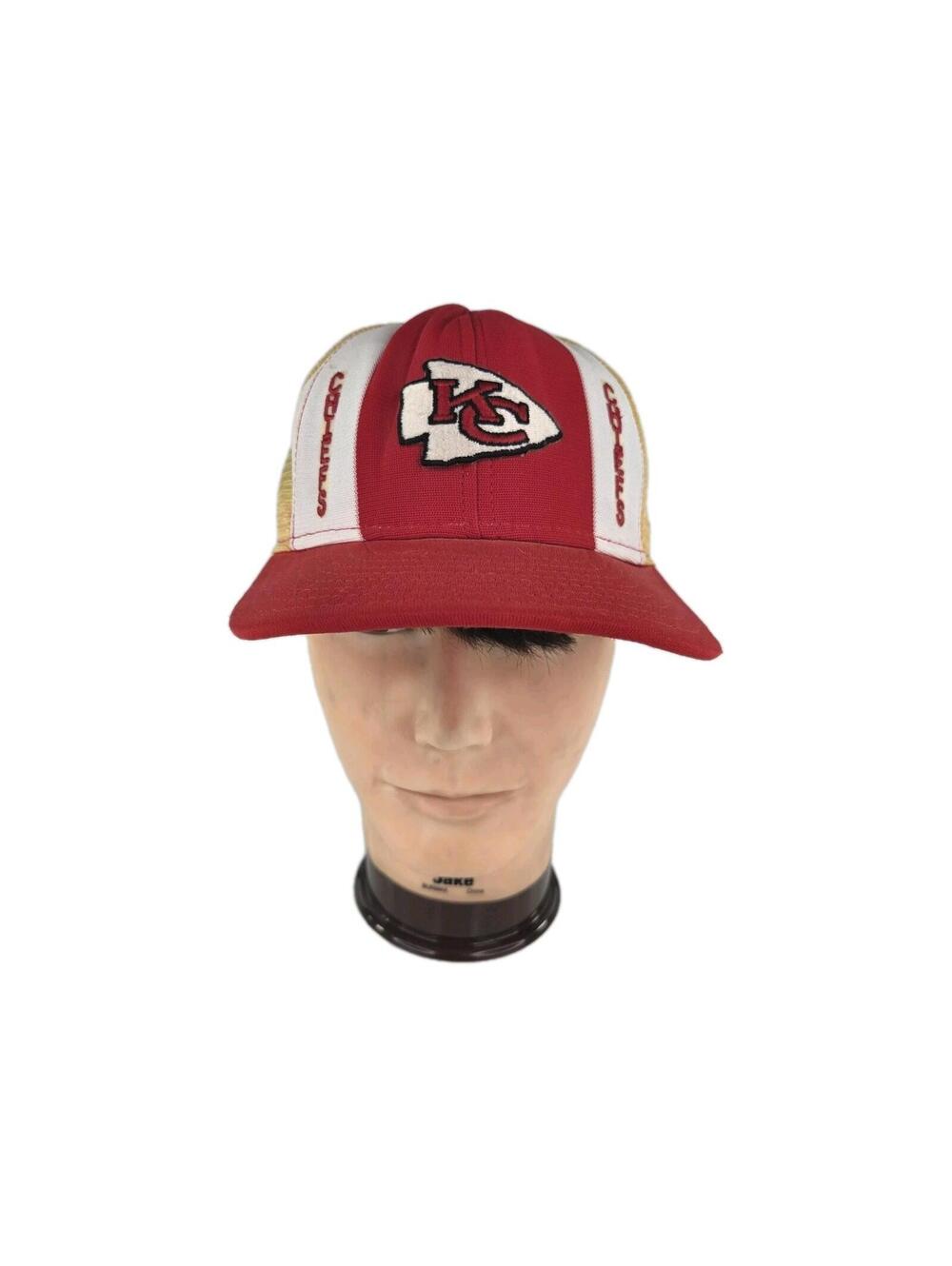 Vintage Kansas City Chiefs Lucky Stripes Hat Size L Snapback Double Knit Cap Hat